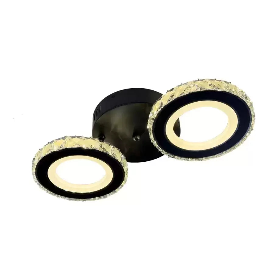 Lustra LED cu telecomanda si cristal NOVA ROTONDA, 29W, 2 Cercuri, lumina Rece/Calda/Neutra, Dimabila, Negru