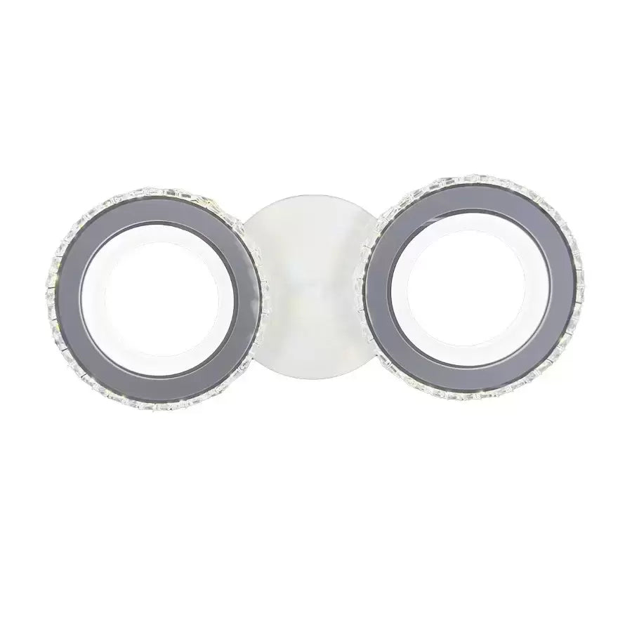 Lustra LED NOVA Rotonda cu Cristale, Telecomanda, 2 Surse de Lumina, 29W, Alb & Inox