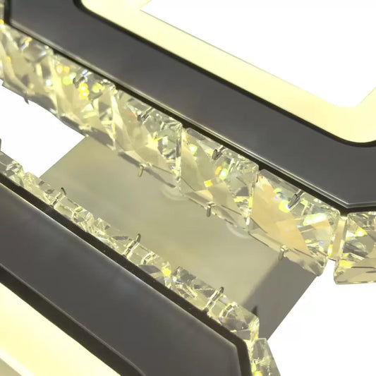 Lustra LED cu telecomanda si cristal QUADRIS, 24W, 2 Patrate, lumina Rece/Calda/Neutra, Dimabila, Alb