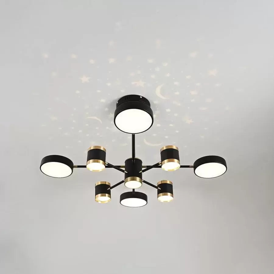 Lustra LED cu telecomanda NOVA JONIS, 87W, lumina Rece/Calda/Neutra, Dimabila, Negru