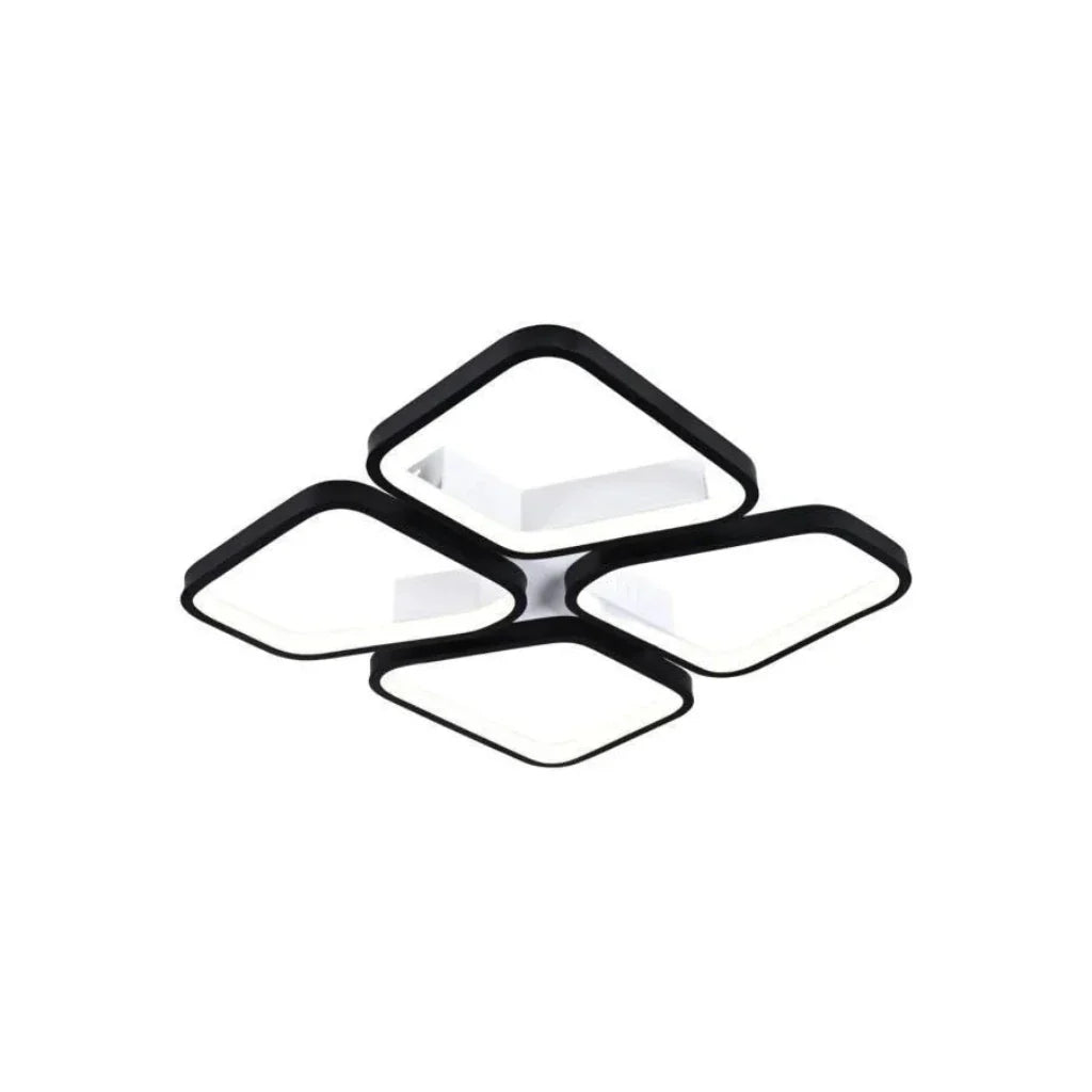 Lustra LED cu telecomanda DAIKI, 79W, 4 Patrate, lumina Rece/Calda/Neutra, Dimabila, Negru – lustră LED, culoare neagră,