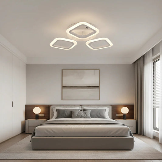 Lustra LED ERIKA, 24W, 3 Patrate, lumina Neutra, Alb