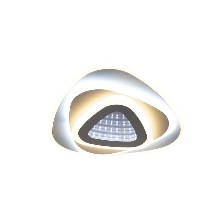 Lustra LED NEXA Triunghi 3D, 36W, Alb, Lumina Rece/Calda/Neutra – lustră LED, culoare albă – RegalStore, iluminat interi
