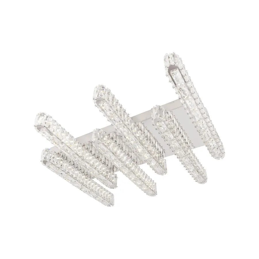 Candelabru LED PRISCILA, cu Telecomanda, 216W, Cristal, Crom Lucios, Dimabila, Lumina Calda/Rece/Neutra