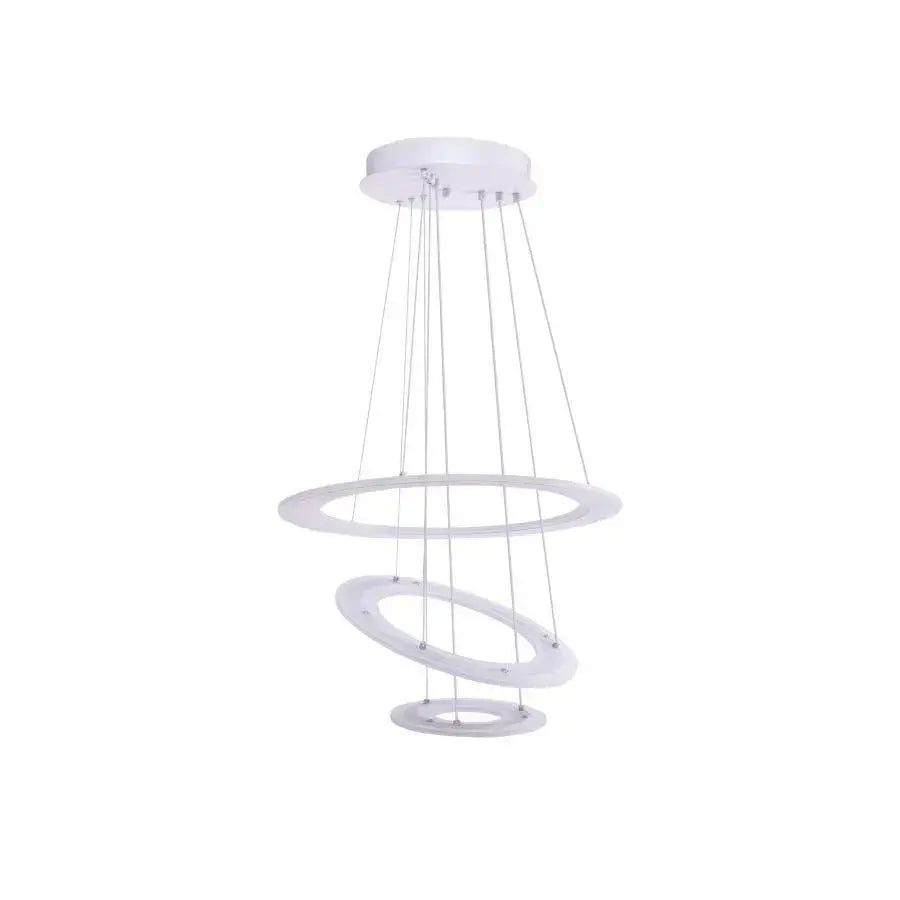 Lustra LED suspendata cu telecomanda SERENA 84W, 3 Cercuri, lumina Rece/Calda/Neutra, Dimabila, Alb, Inaltime Reglabila – RegalStore