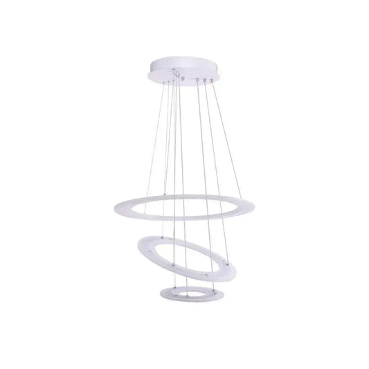 Lustra LED suspendata cu telecomanda SERENA 84W, 3 Cercuri, lumina Rece/Calda/Neutra, Dimabila, Alb, Inaltime Reglabila – RegalStore