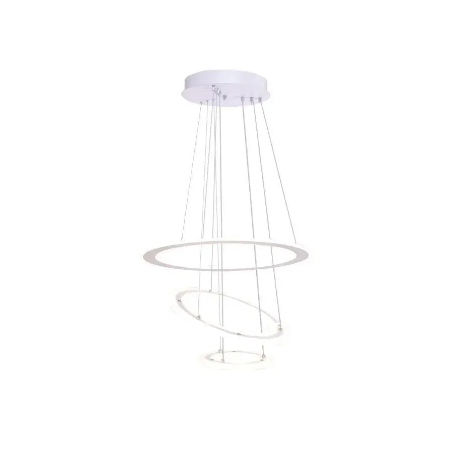 Lustra LED suspendata cu telecomanda SERENA 84W, 3 Cercuri, lumina Rece/Calda/Neutra, Dimabila, Alb, Inaltime Reglabila – RegalStore