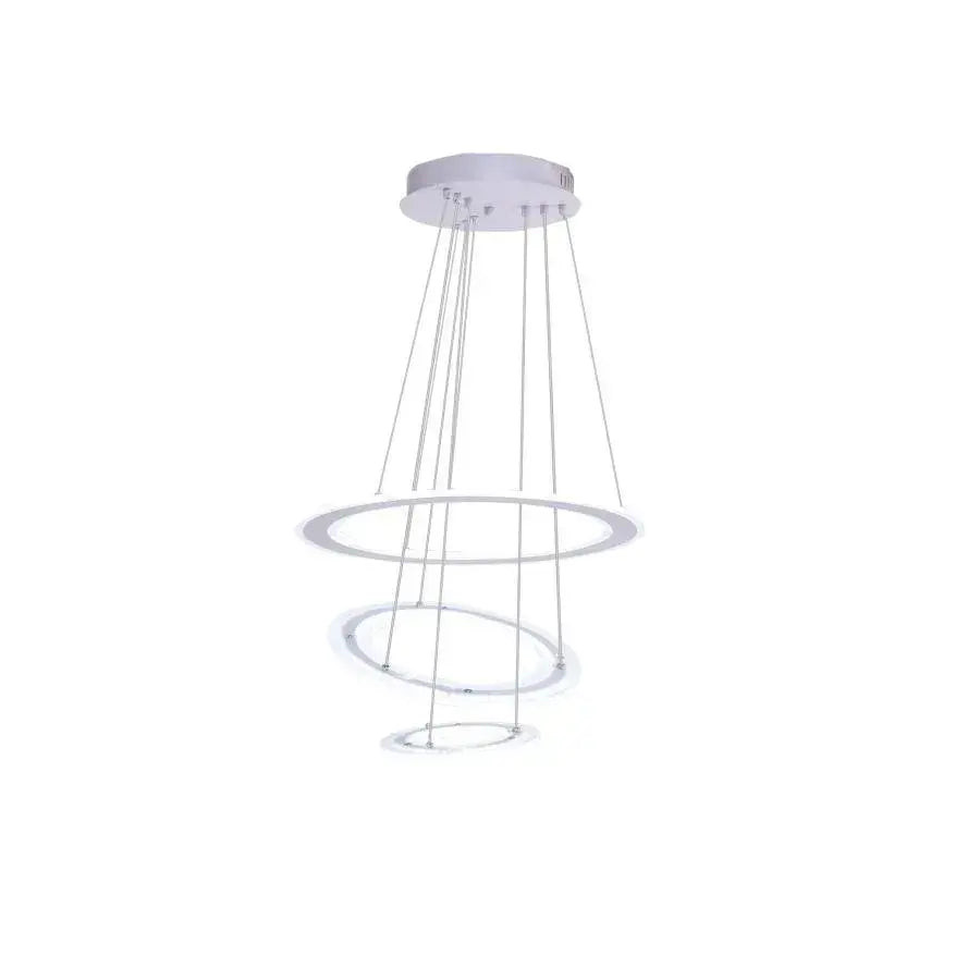 Lustra LED suspendata cu telecomanda SERENA 84W, 3 Cercuri, lumina Rece/Calda/Neutra, Dimabila, Alb, Inaltime Reglabila – RegalStore