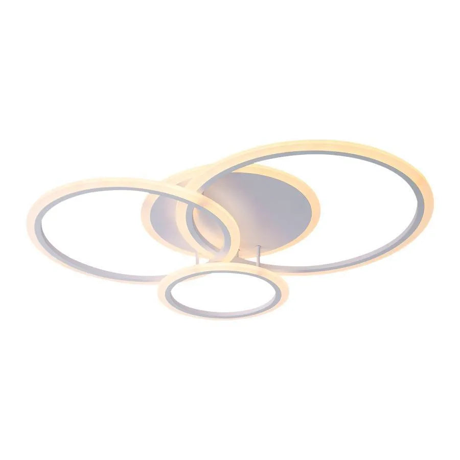 Lustra LED cu telecomanda LUCY, 70W, 4 Cercuri, lumina Rece/Calda/Neutra, Dimabila, Alb