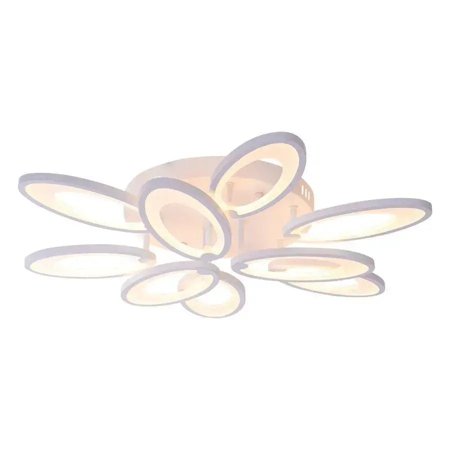 Lustra LED cu Telecomanda SUNFLOWER 98W 9 Elemente Lumina Rece/Calda/Neutra Dimabila Alb – lustră LED, culoare albă, cu