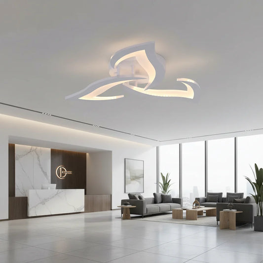 Lustra LED cu telecomanda LOTUS, 48W, 3 Petale, lumina Rece/Calda/Neutra, Dimabila, Alb