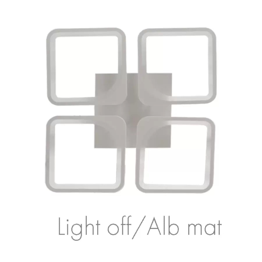 Lustra LED cu Telecomanda, ZOE, 4 Patrate, 52W, Lumina Rece/Calda/Neutra, Dimabila, Alb