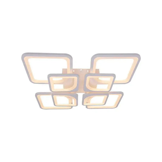 Lustra LED cu Telecomanda, ZOE, 8 Patrate, 135W, Lumina Rece/Calda/Neutra, Dimabila, Alb