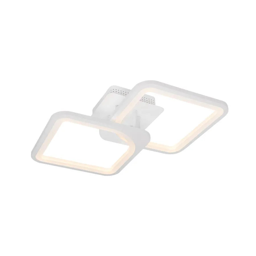 Lustra LED cu Telecomanda, ZOE, 2 Patrate, 39W, Lumina Rece/Calda/Neutra, Dimabila, Alb