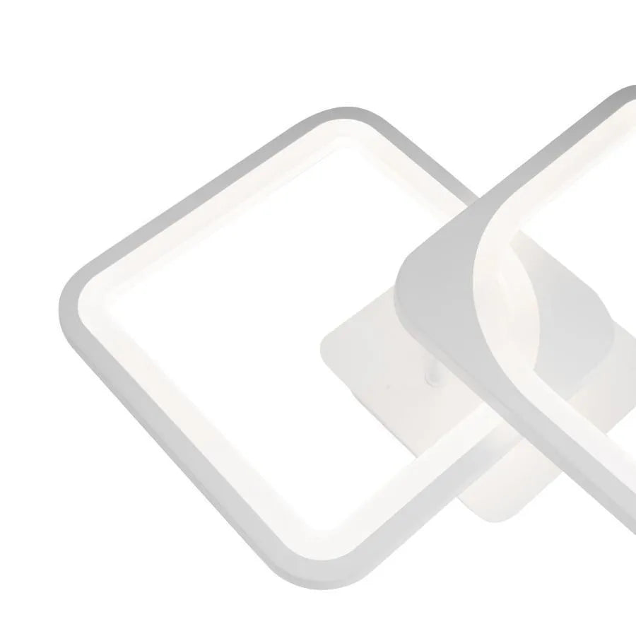 Lustra LED cu Telecomanda, ZOE, 2 Patrate, 39W, Lumina Rece/Calda/Neutra, Dimabila, Alb