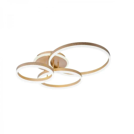 Lustra LED cu Telecomanda LYRA, 100W, 3 Cercuri, Dimabila, Auriu Periat, Lumina Rece/Calda/Neutra