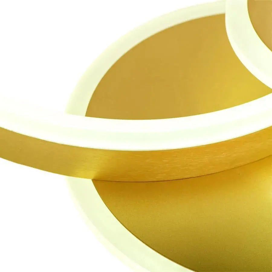Lustra LED cu Telecomanda LYRA, 102W, 2 Cercuri, Dimabila, Auriu Periat, Lumina Rece/Calda/Neutra
