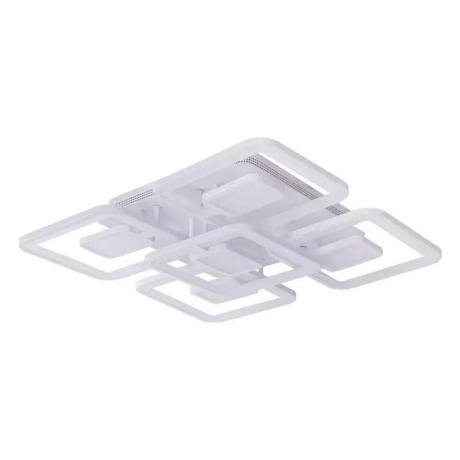 Lustra LED cu telecomanda FELIX, 107W, 5 Patrate, lumina Rece/Calda/Neutra, Dimabila, Alb