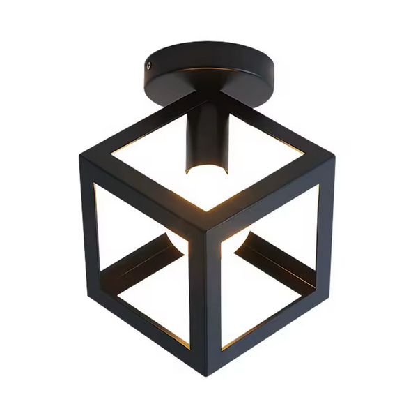 Lustra Forma Cub - STRUKTUR Mono, 1x E27, Negru, Metal – lustră LED, culoare neagră – RegalStore, iluminat interior