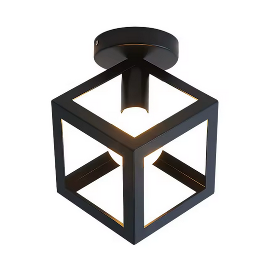 Lustra Forma Cub - STRUKTUR Mono, 1x E27, Negru, Metal – lustră LED, culoare neagră – RegalStore, iluminat interior