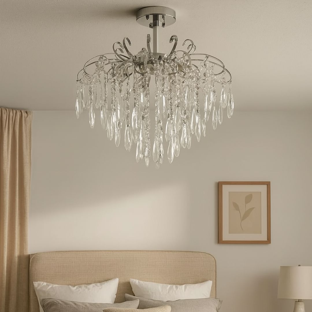 Candelabru Cristal EGO 5x E27, Diametru 47cm, Crom Lucios