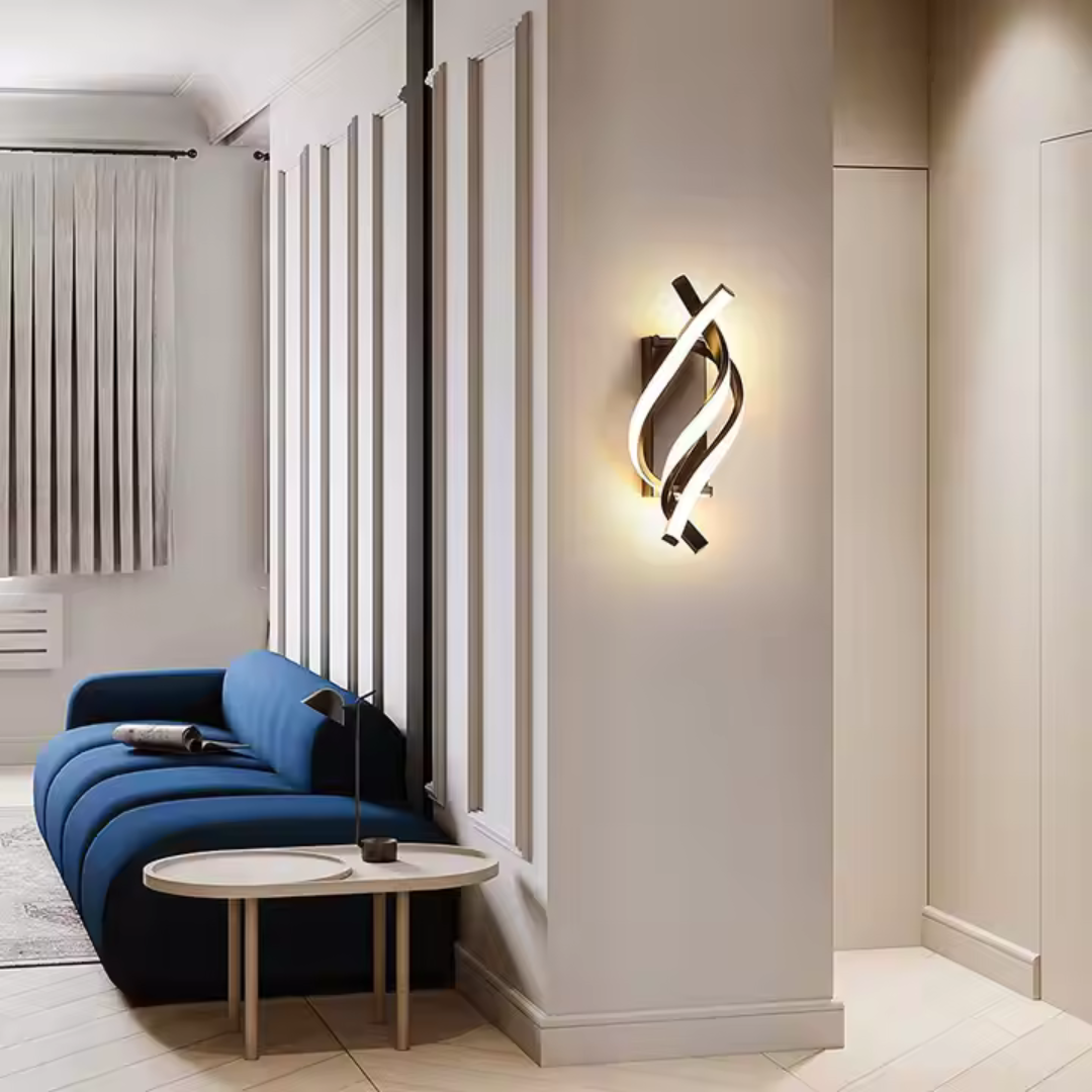 Aplica LED Ray 20W Ondulata Lumina Rece/Calda/Neutra Metal si SIlicon Negru