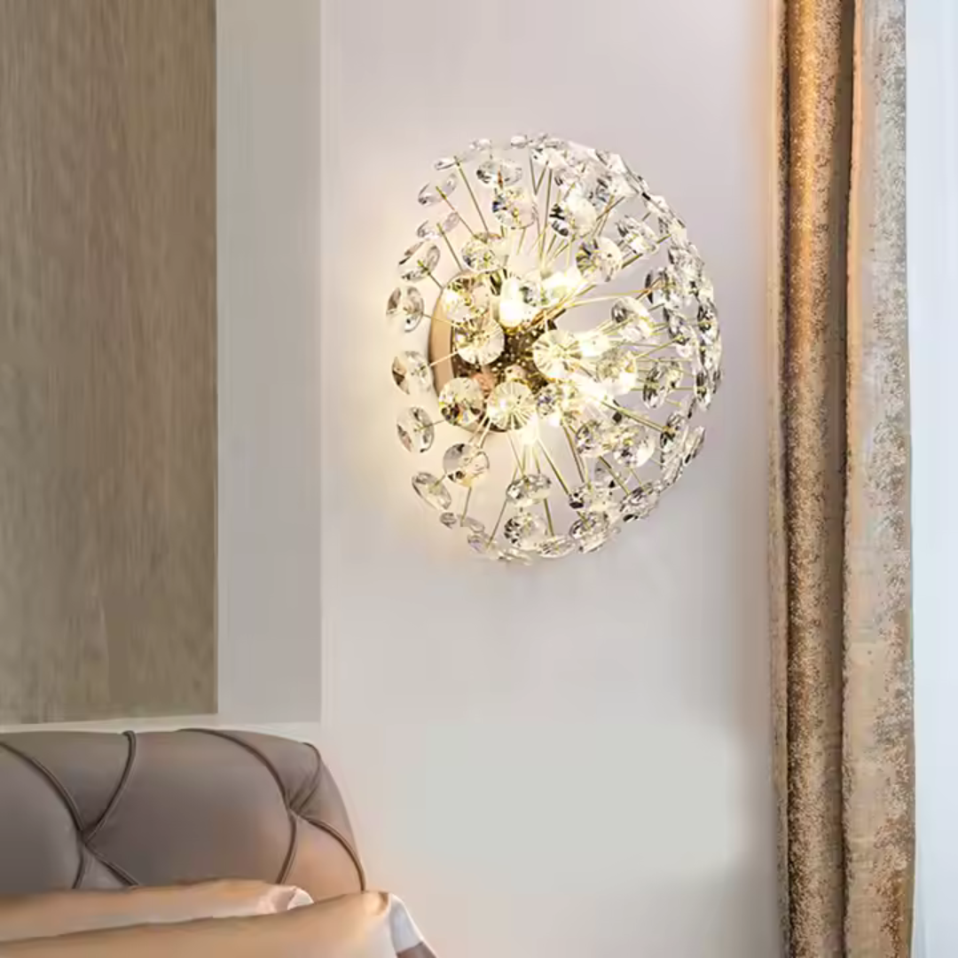 Candelabru Cristal MINUET 4x G9, Diametru 35cm, Auriu Lucios