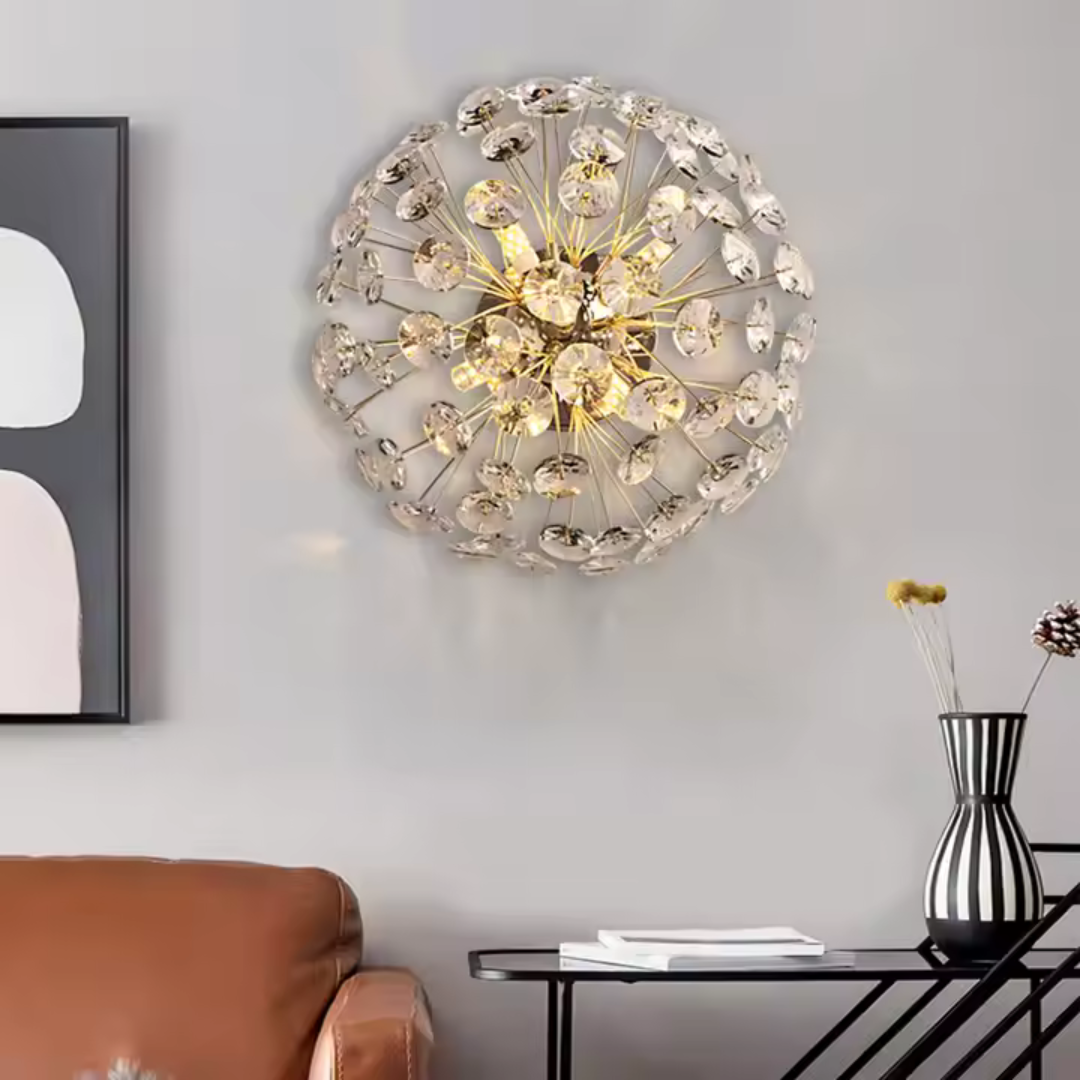 Candelabru Cristal MINUET 4x G9, Diametru 35cm, Auriu Lucios