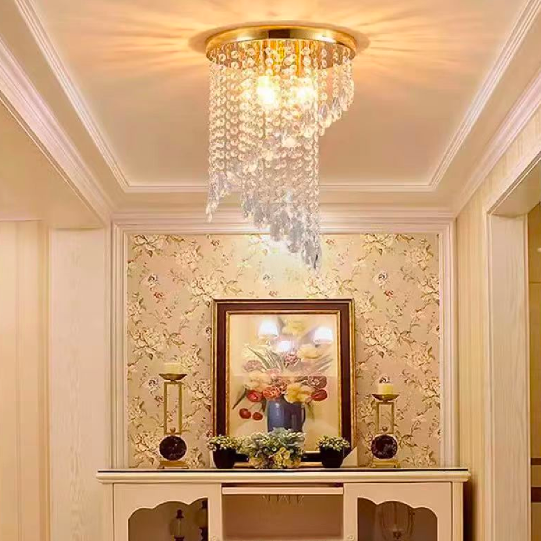 Candelabru Cristal LINDERHOF Petito , Diametru 25cm, 2*E14, Auriu Lucios – culoare aurie, 25 cm – RegalStore, iluminat i