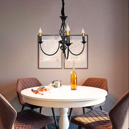 Lustra VINTAGE, tip Pendul cu brate, ANJOU, Circulara, 3xE14, Metal, Negru – lustră LED, pendul modern, culoare neagră –