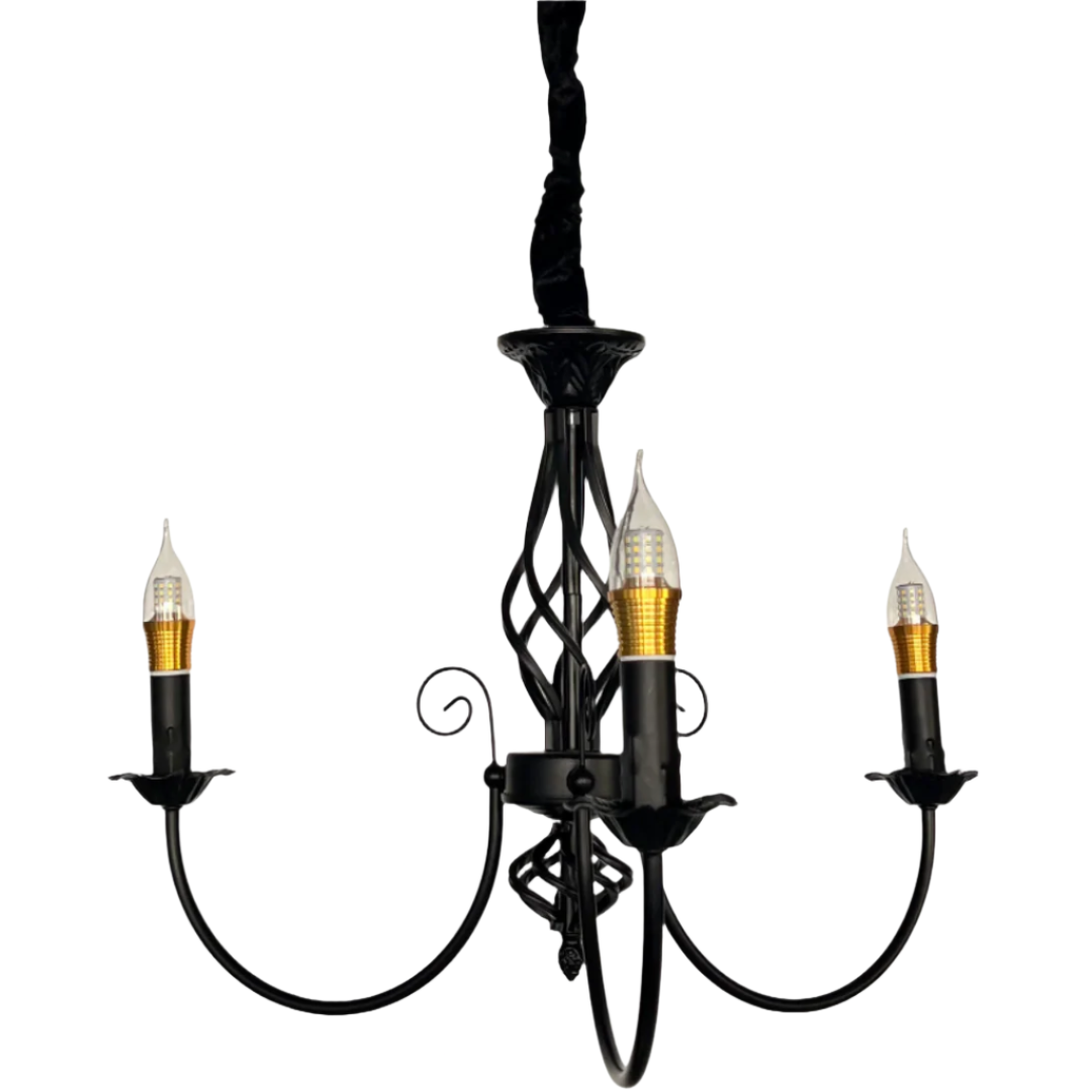Lustra VINTAGE, tip Pendul cu brate, ANJOU, Circulara, 3xE14, Metal, Negru – RegalStore