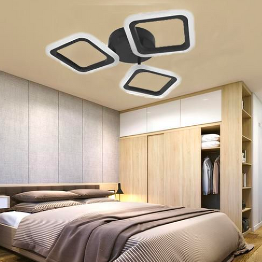Lustra LED PULSARIS 32W, 3 Patrate, lumina Rece/Calda/Neutra, Negru – RegalStore