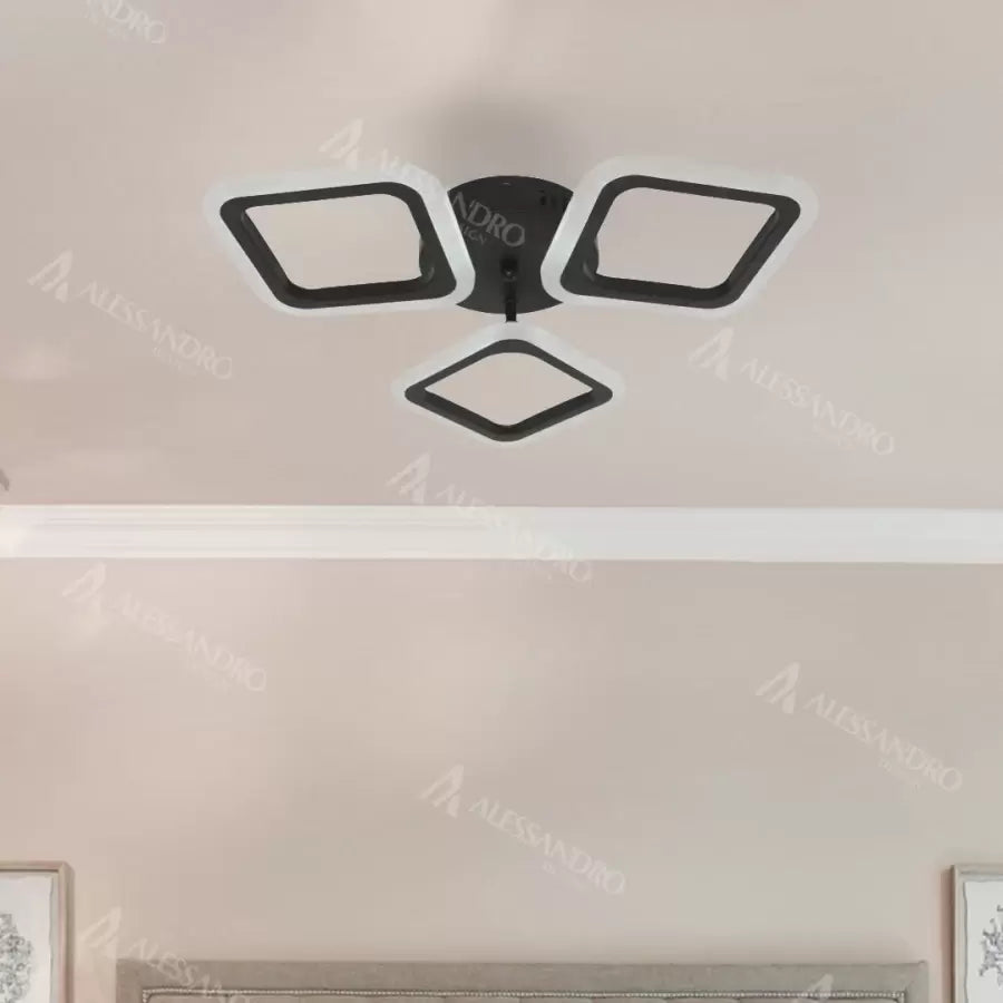 Lustra LED PULSARIS 32W, 3 Patrate, lumina Rece/Calda/Neutra, Negru – RegalStore