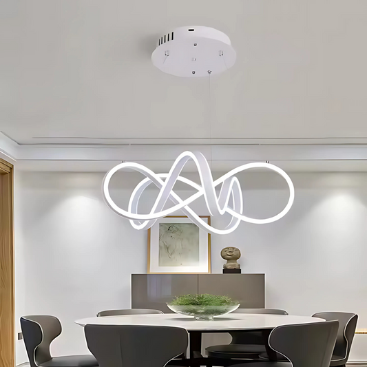 Lustra LED suspendata cu telecomanda INFINITY HALO, 138W, lumina Rece/Calda/Neutra, Dimabila, Alb, Inaltime Reglabila