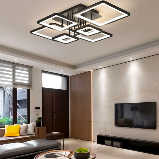 Lustra LED Mira cu Telecomanda, 114W, Dimabila, Negru
