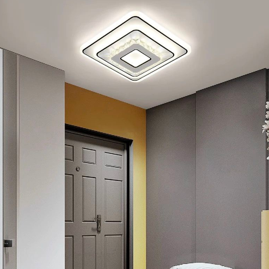 Lustra LED Arabela 40W Lumina Rece/Calda/Neutra Alb Negru Cu Cristal