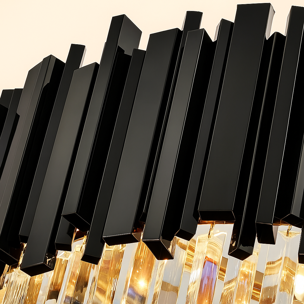 Candelabru Cristal BLOIS Ascendere, 28xE14, Diametru 60cm, Negru, Inaltime Reglabila – RegalStore