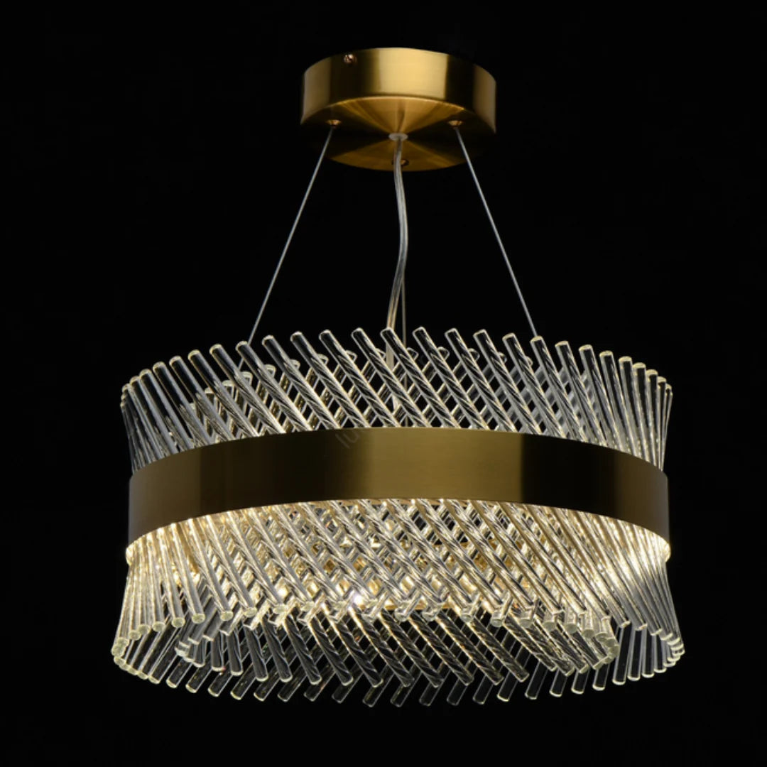 Candelabru Cristal ALHAMBRA Magno, LED, 110W, Diametru 60cm, Lumina Calda/Rece/Neutra, Dimabil, Inaltime Reglabila, Auriu