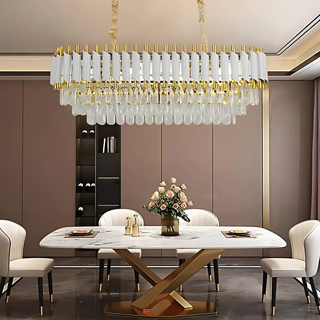 Candelabru Cristal VERSAILLES Regalis, Diametru 80cm, 10xE14, Alb, Inaltime reglabila – RegalStore