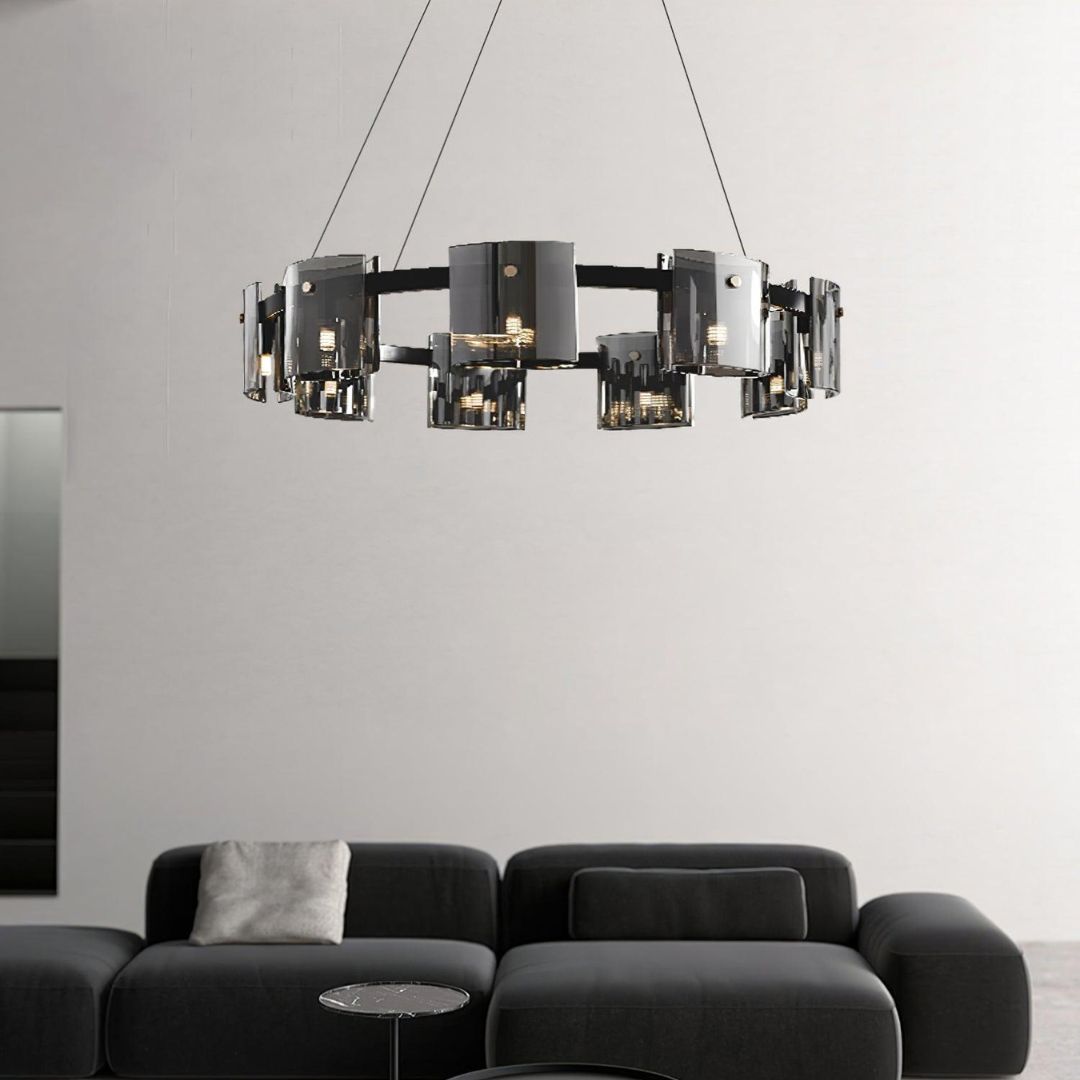 Candelabru Modern, REQUIEM Largo, 8xG9, Diametru 80cm, Negru, Inaltime Reglabila – RegalStore