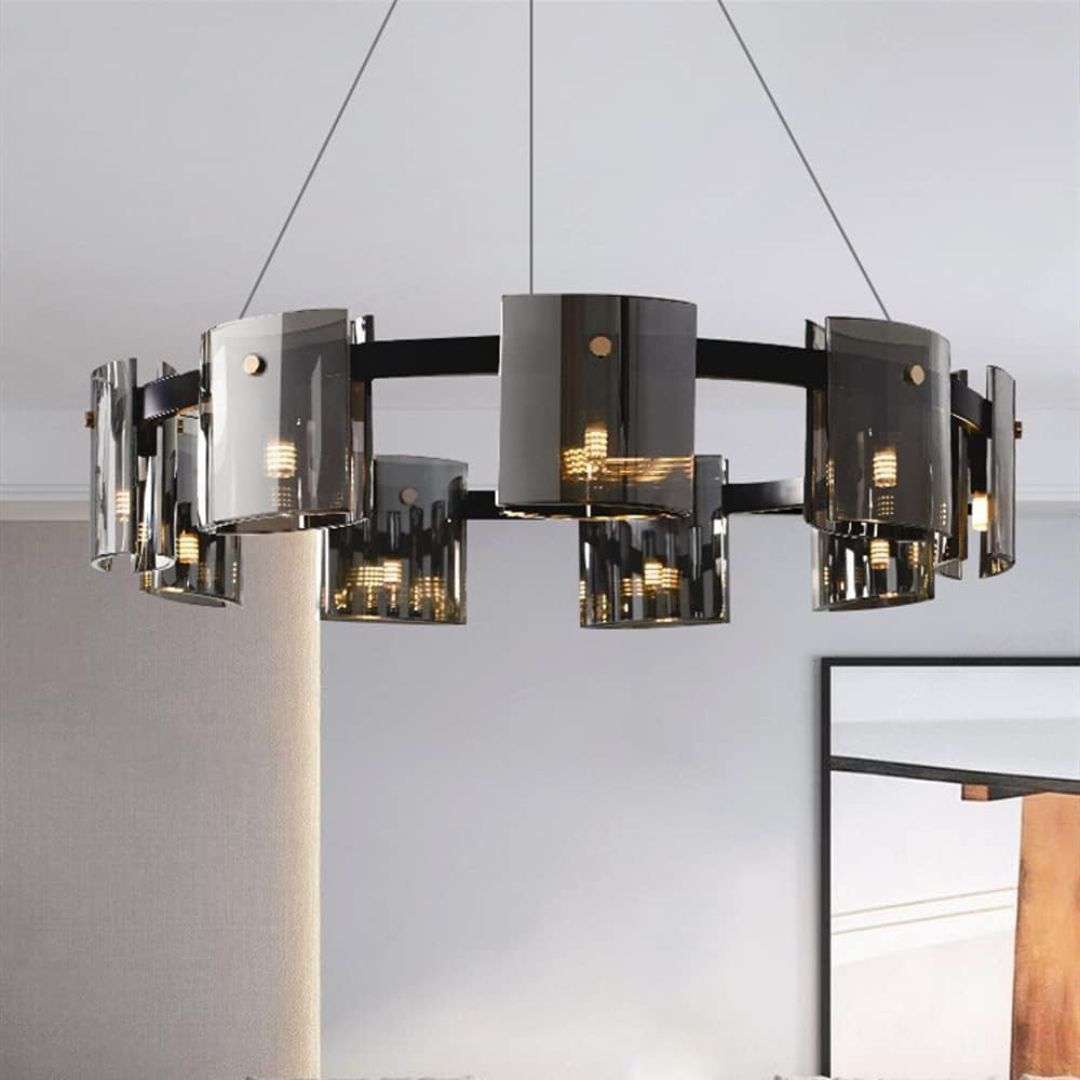 Candelabru Modern, REQUIEM Largo, 8xG9, Diametru 80cm, Negru, Inaltime Reglabila – RegalStore