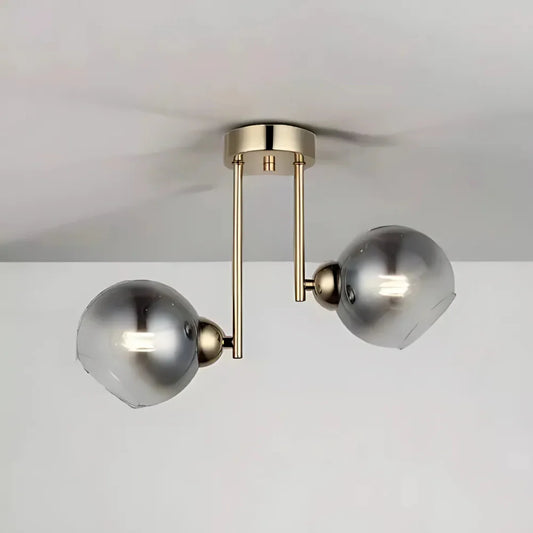 Lustra cu bec moderna MODUS, 2x E27, Gri Inchis, Auriu, Metal