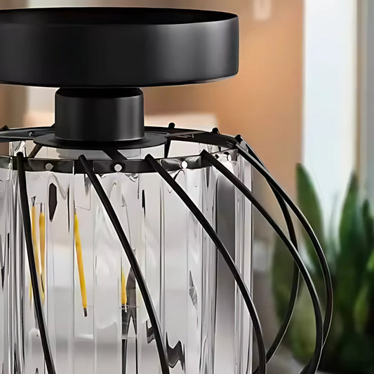 Lustra Monica 1XE27, Negru, Metal si Sticla