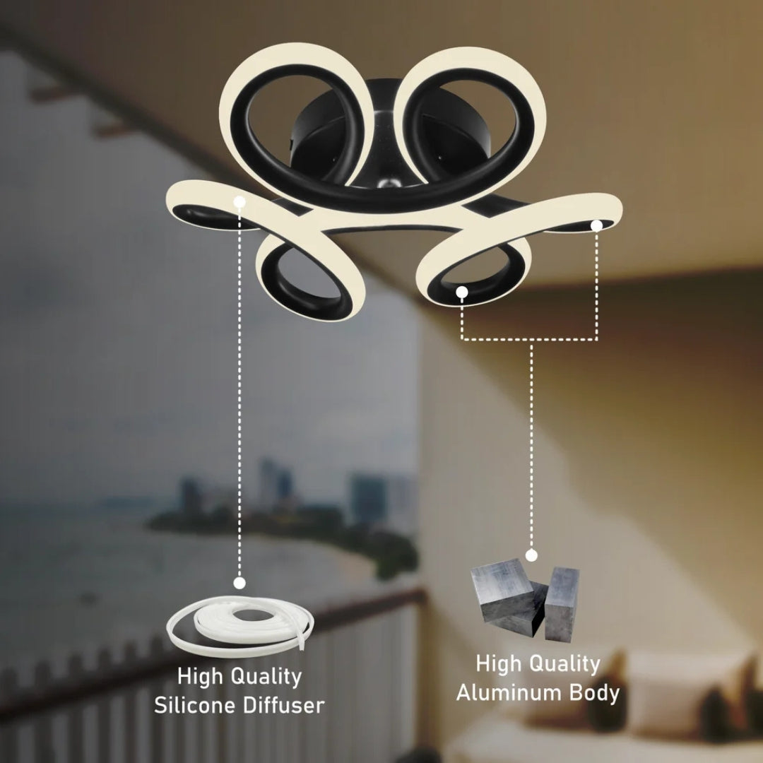 Lustra LED VERTEX Helix, 44W, Ondulata, Lumina Rece/Calda/Neutra, Negru