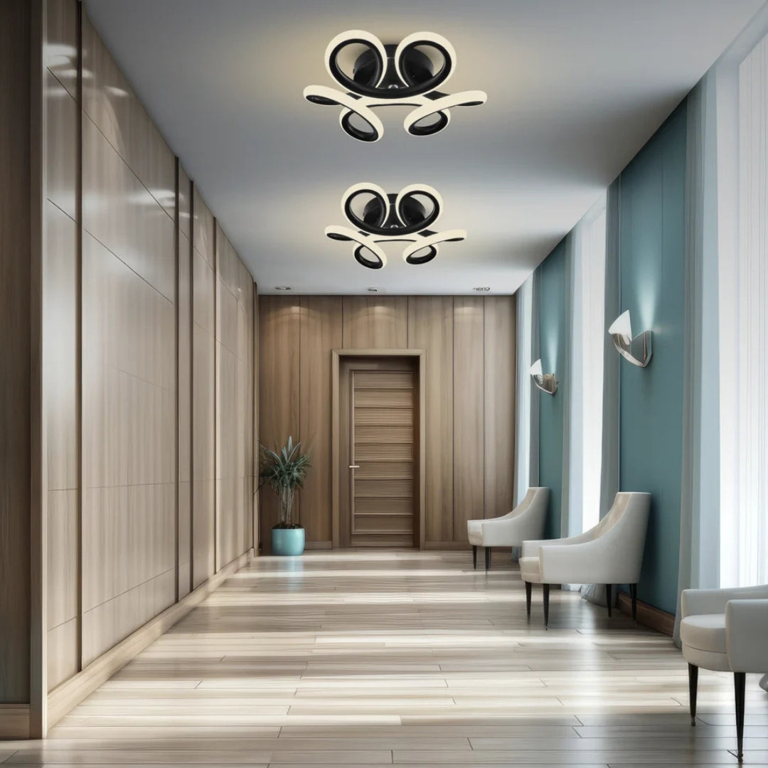 Lustra LED VERTEX Helix, 44W, Ondulata, Lumina Rece/Calda/Neutra, Negru