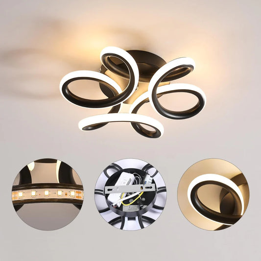 Lustra LED VERTEX Helix, 44W, Ondulata, Lumina Rece/Calda/Neutra, Negru