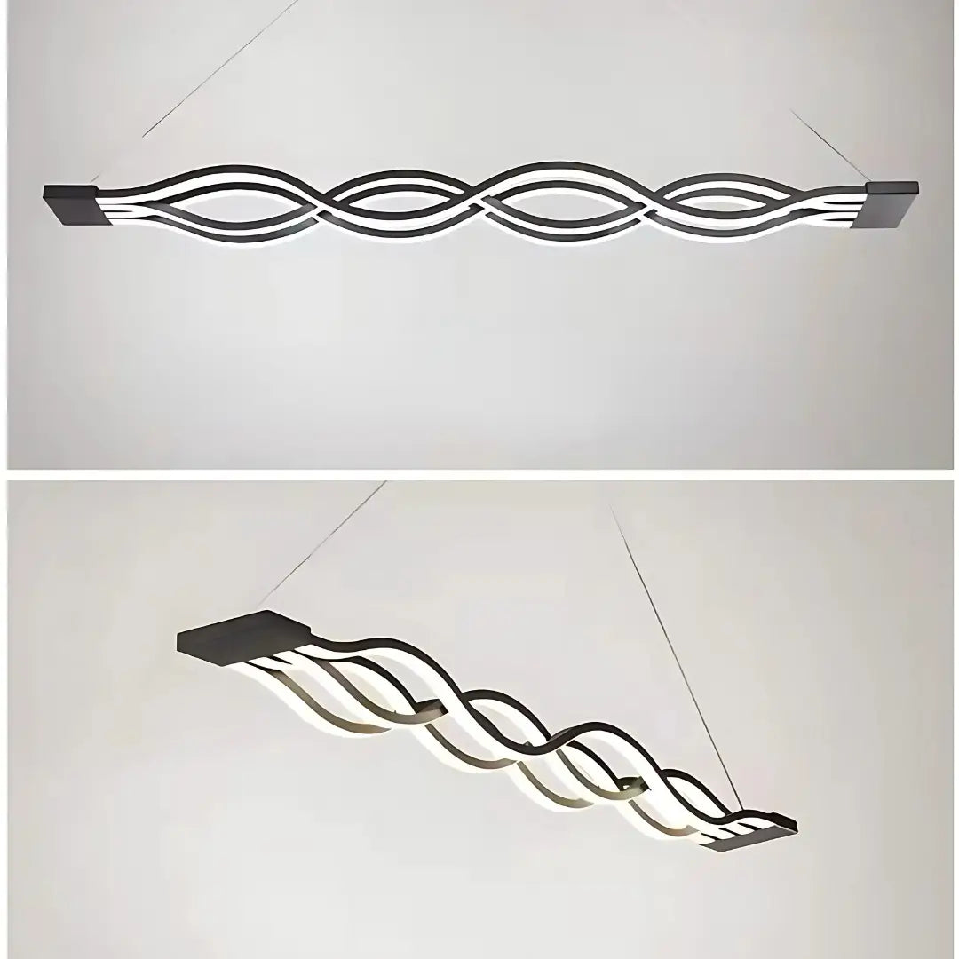 Lustra LED suspendata cu telecomanda WAVE, 76W, 4 Cercuri, lumina Rece/Calda/Neutra, Dimabila, Negru, Inaltime Reglabila