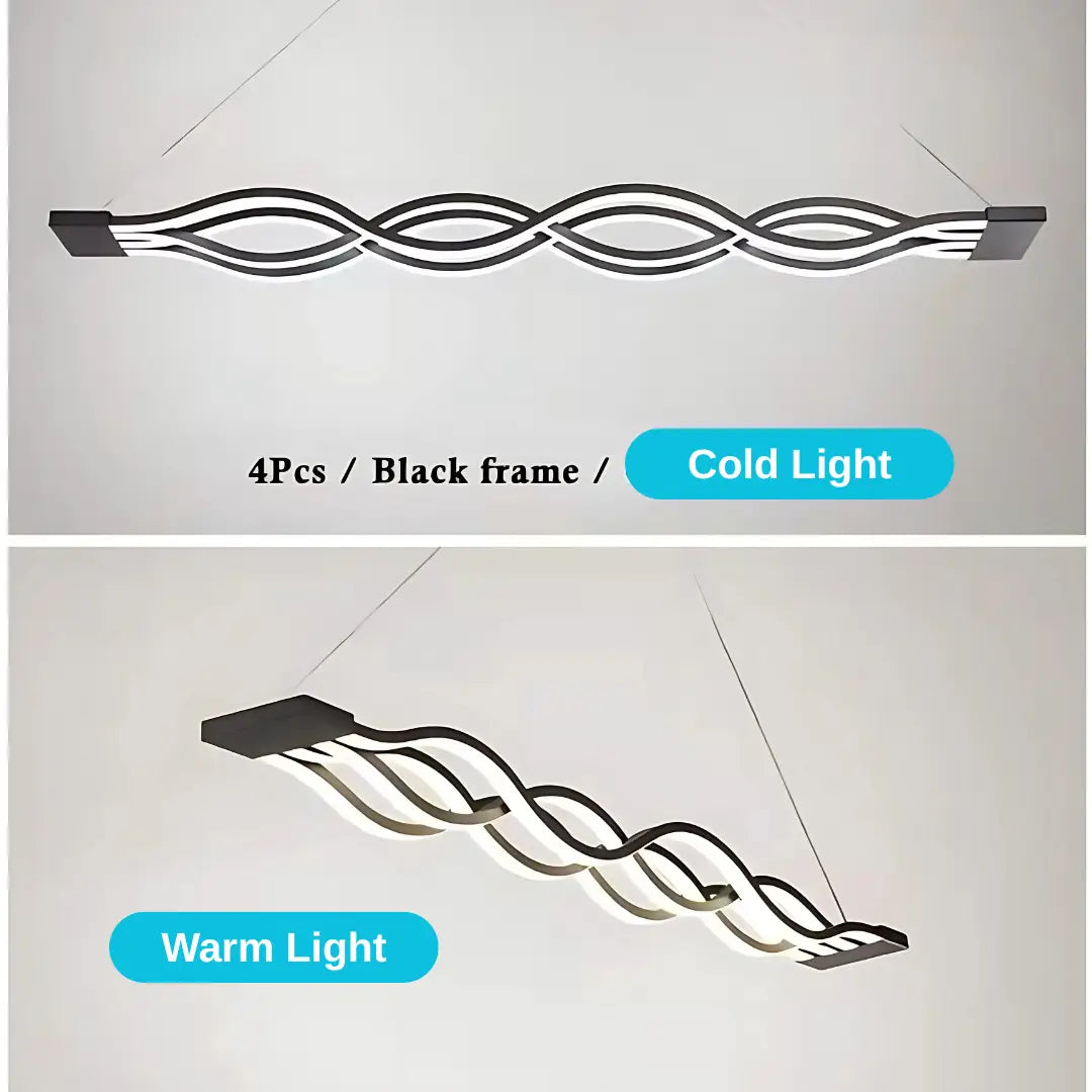 Lustra LED suspendata cu telecomanda WAVE, 76W, 4 Cercuri, lumina Rece/Calda/Neutra, Dimabila, Negru, Inaltime Reglabila