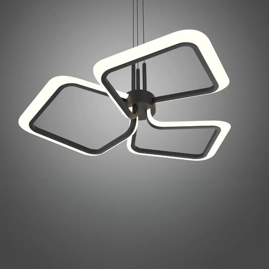 Lustra LED suspendata cu Telecomanda RIMINI 51W, 3 Patrate, lumina Rece/Calda/Neutra, Dimabila, Negru