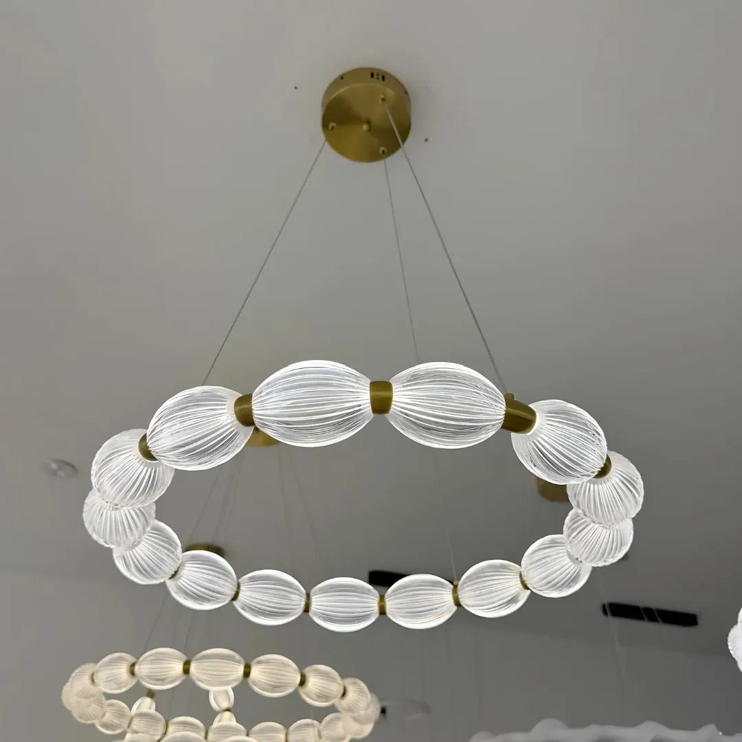 Lustra LED suspendata cu telecomanda FAUSTO II, 78W, lumina Rece/Calda/Neutra, Dimabila,Inaltime Reglabila, Auriu – RegalStore